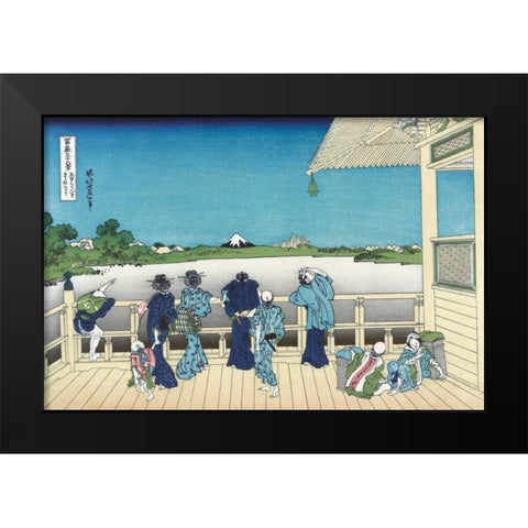 Sazai Hall - 500 Rakanji Temple, 1830 Black Modern Wood Framed Art Print by Hokusai