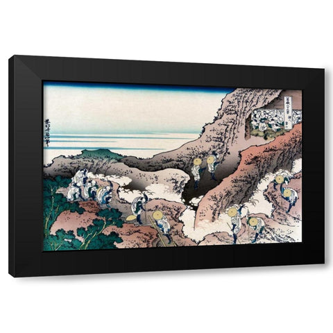Climbing Mt. Fuji, 1830 Black Modern Wood Framed Art Print with Double Matting by Hokusai