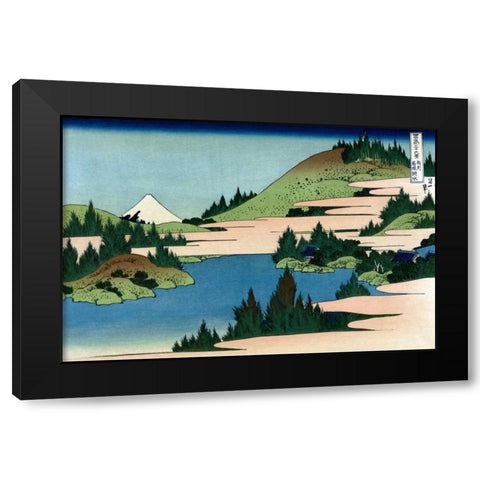 Lake of Hakone in Sagami Province, 1830 Black Modern Wood Framed Art Print by Hokusai
