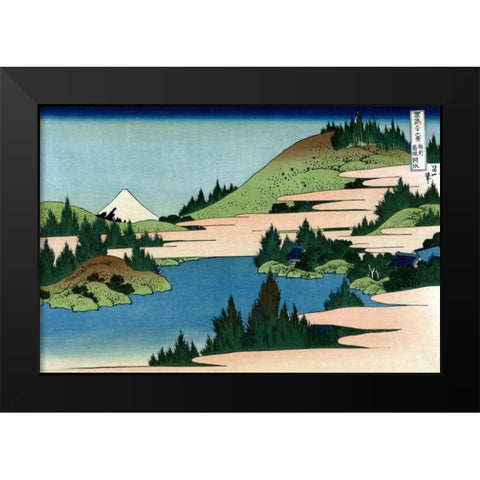 Lake of Hakone in Sagami Province, 1830 Black Modern Wood Framed Art Print by Hokusai