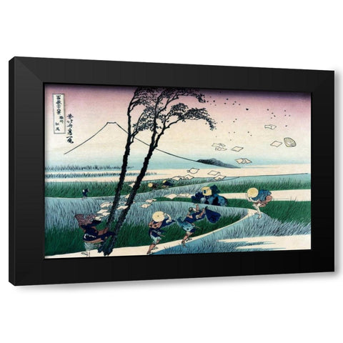 Ejiri in Suruga Province, 1830 Black Modern Wood Framed Art Print with Double Matting by Hokusai