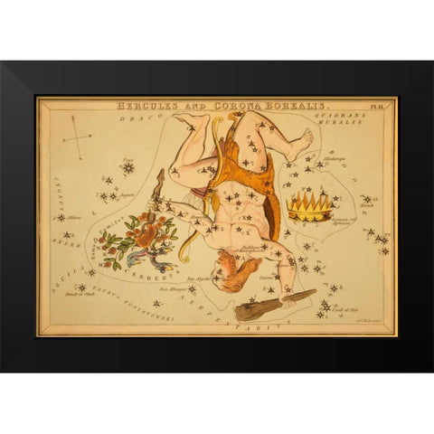 Hercules and Corona Borealis, 1825 Black Modern Wood Framed Art Print by Aspin, Jehoshaphat