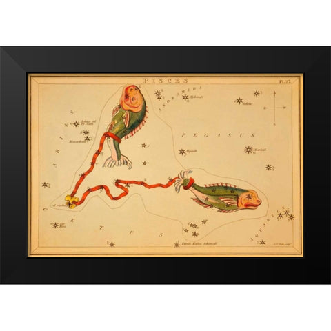 Pisces, 1825 Black Modern Wood Framed Art Print by Aspin, Jehoshaphat