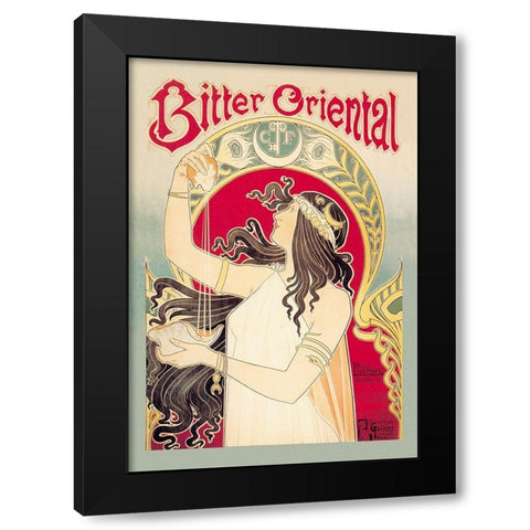 Bitter Oriental Black Modern Wood Framed Art Print by Livemont, Privat