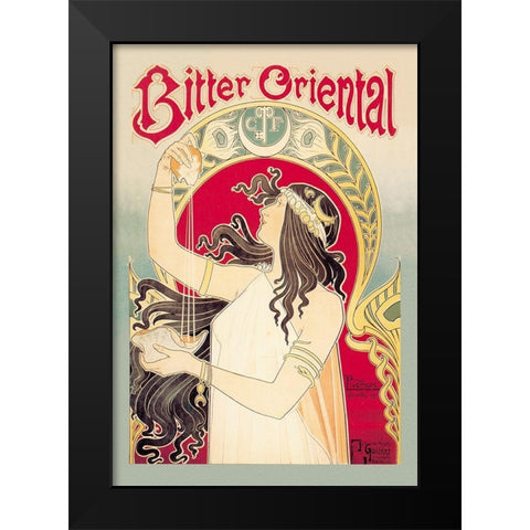Bitter Oriental Black Modern Wood Framed Art Print by Livemont, Privat