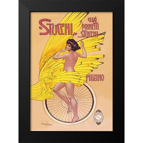 Stucchi Bicycles Black Modern Wood Framed Art Print by Malerba, Gian Emilio
