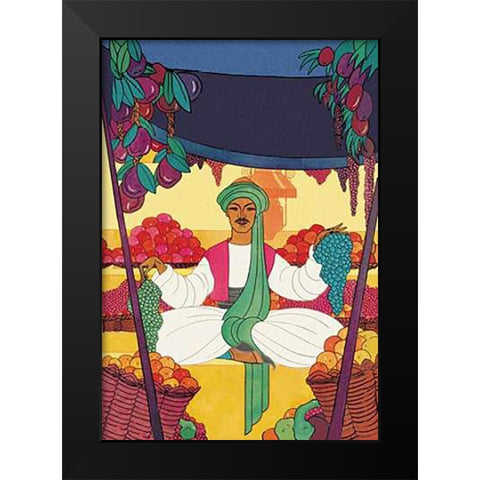 Afghanistan - The Bazaar Fruit-Seller, 1925 Black Modern Wood Framed Art Print by McIntosh, Frank