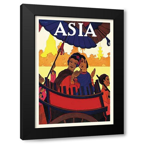 Burma-The Golden Landscape with Title, 1925 Black Modern Wood Framed Art Print by McIntosh, Frank