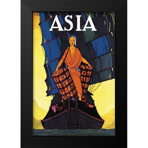 Chin Cargoes - with Title, 1925 Black Modern Wood Framed Art Print by McIntosh, Frank