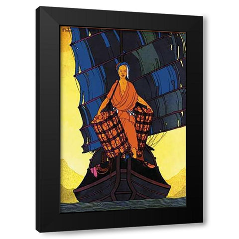 China-Cargoes, 1925 Black Modern Wood Framed Art Print by McIntosh, Frank