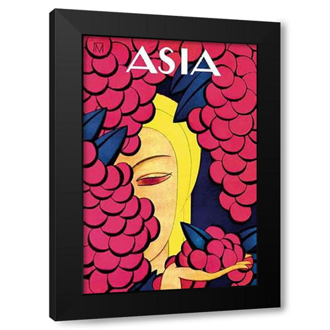 Persian Low Hanging Grapes with Title, 1926 Black Modern Wood Framed Art Print by McIntosh, Frank