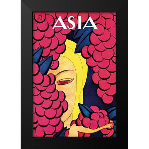 Persian Low Hanging Grapes with Title, 1926 Black Modern Wood Framed Art Print by McIntosh, Frank