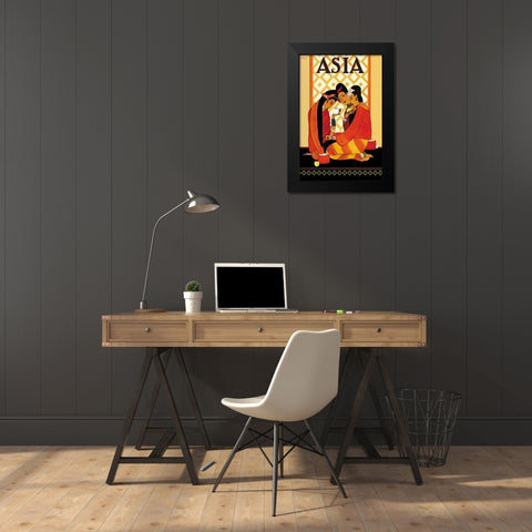 Burm Gossip with Title, 1926 Black Modern Wood Framed Art Print by McIntosh, Frank