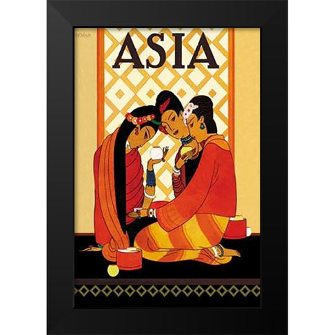 Burm Gossip with Title, 1926 Black Modern Wood Framed Art Print by McIntosh, Frank