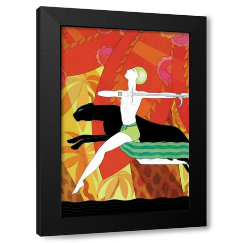 Mowgli and the Black Panther, 1926 Black Modern Wood Framed Art Print by McIntosh, Frank