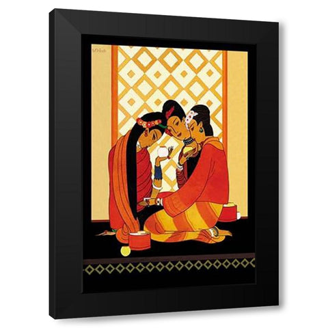 Burma-Gossip, 1926 Black Modern Wood Framed Art Print with Double Matting by McIntosh, Frank