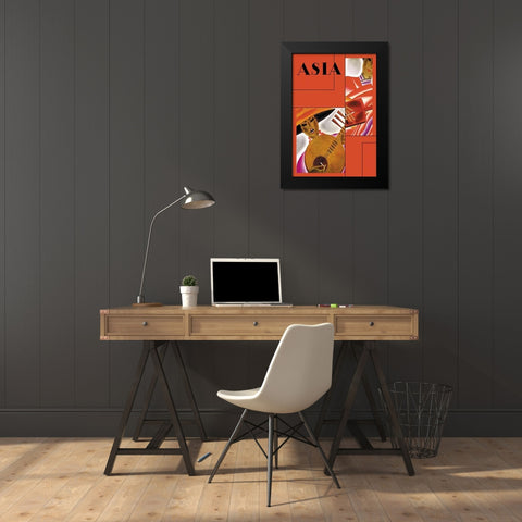 Japanese InstMapsent Player with Title, 1931 Black Modern Wood Framed Art Print by McIntosh, Frank