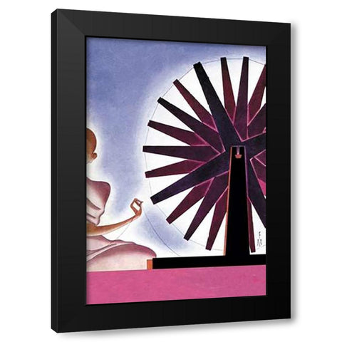 Indias Symbolic Wheel, 1932 Black Modern Wood Framed Art Print by McIntosh, Frank