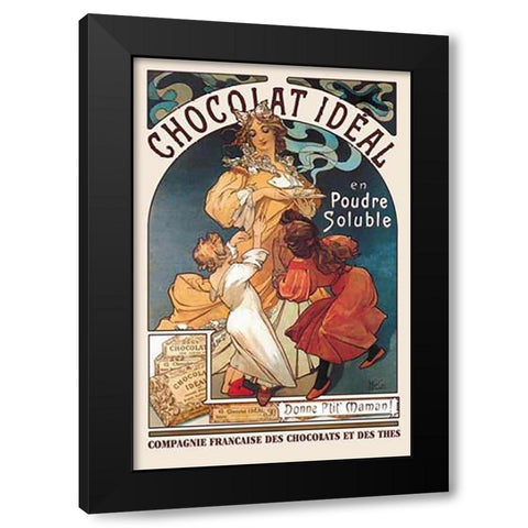 Chocolat Ideal, 1897 Black Modern Wood Framed Art Print with Double Matting by Mucha, Alphonse