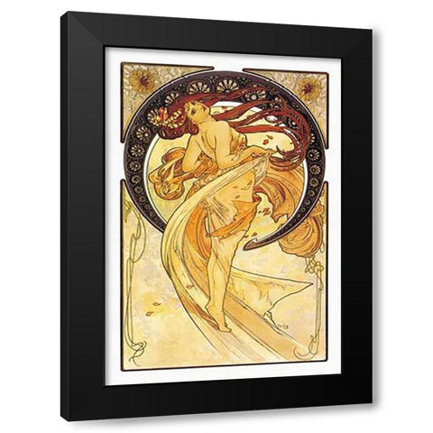 Dance (Golden), 1898 Black Modern Wood Framed Art Print with Double Matting by Mucha, Alphonse