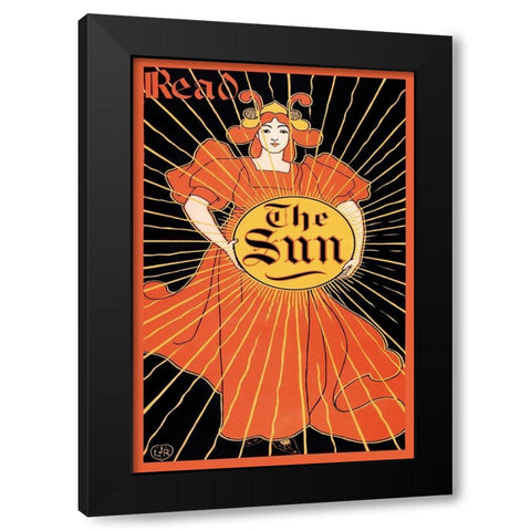 Read the Sun, 1895 Black Modern Wood Framed Art Print by Rhead, Louis