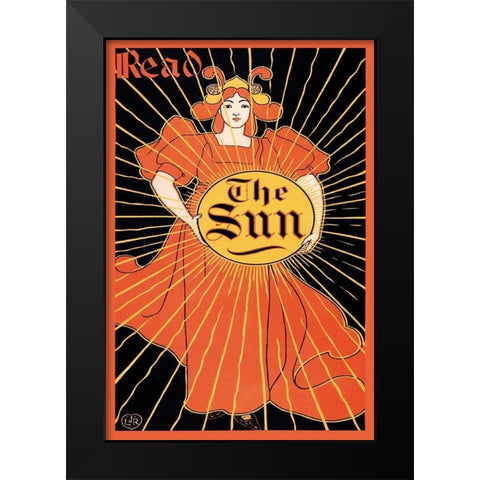 Read the Sun, 1895 Black Modern Wood Framed Art Print by Rhead, Louis