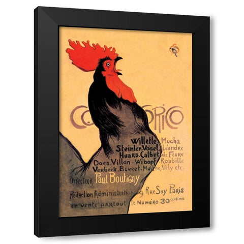 Cocorico, 1899 Black Modern Wood Framed Art Print with Double Matting by Steinlen, Theophile