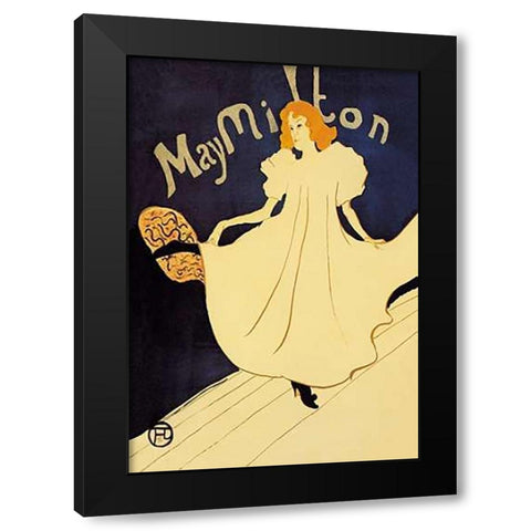 May Milton on Stage Black Modern Wood Framed Art Print with Double Matting by Toulouse-Lautrec, Henri