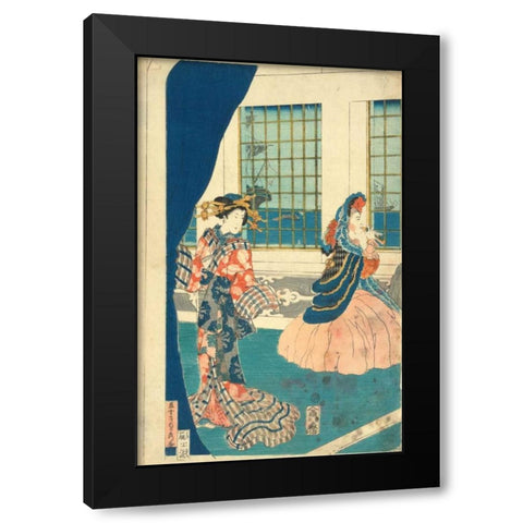 Fascination over an American Woman, 1868 Black Modern Wood Framed Art Print with Double Matting by Unknown