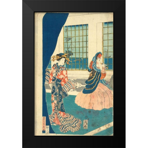 Fascination over an American Woman, 1868 Black Modern Wood Framed Art Print by Unknown