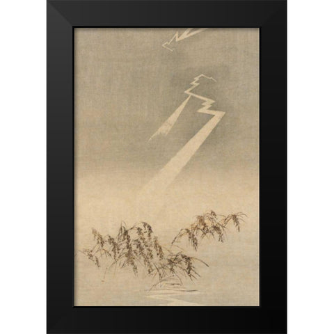 Thunder and lightning over rice grain, 1900 Black Modern Wood Framed Art Print by Unknown