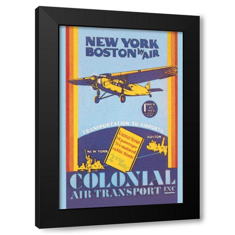 Colonial Air Transport - New York to Boston by Air Black Modern Wood Framed Art Print by Unknown