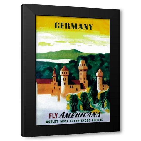 German Castle Black Modern Wood Framed Art Print with Double Matting by Unknown