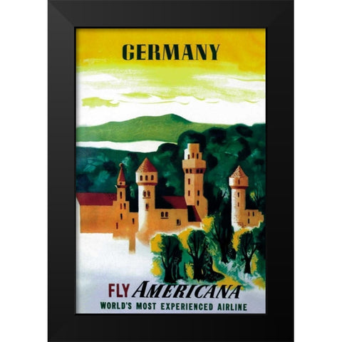 German Castle Black Modern Wood Framed Art Print by Unknown