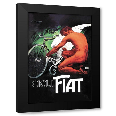 Cicli Fiat (Fiat Cycles) Black Modern Wood Framed Art Print with Double Matting by Unknown
