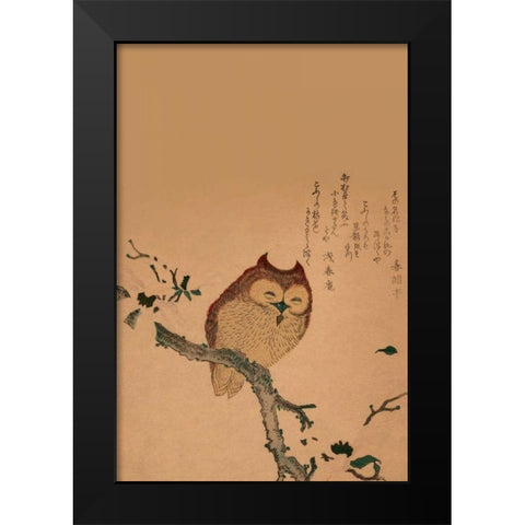 Owl of Branch Black Modern Wood Framed Art Print by Unknown