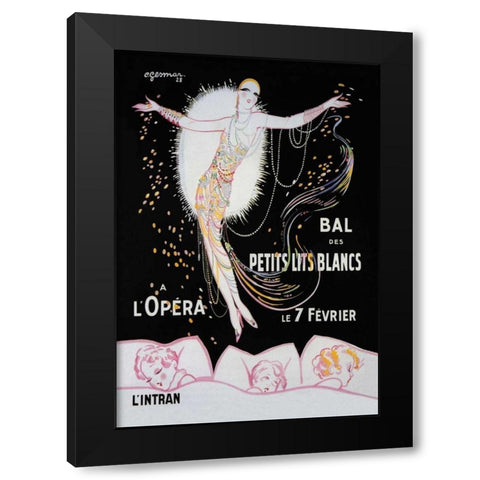 Dance of the Little White Lights Black Modern Wood Framed Art Print with Double Matting by Unknown
