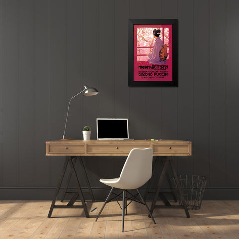 Madama Butterfly Black Modern Wood Framed Art Print by Unknown