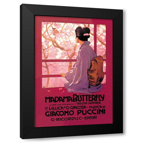 Madama Butterfly Black Modern Wood Framed Art Print by Unknown