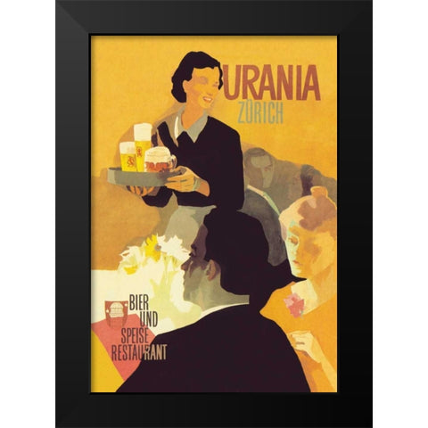 Urania Bier und Speise Restaurant Black Modern Wood Framed Art Print by Unknown