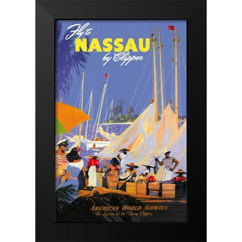 Fly to Nassau by Clipper Black Modern Wood Framed Art Print by Von Arenburg
