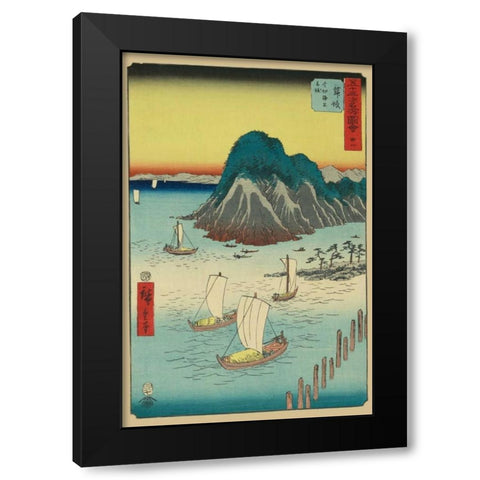 Maisaka, 1855 Black Modern Wood Framed Art Print with Double Matting by Hiroshige, Ando