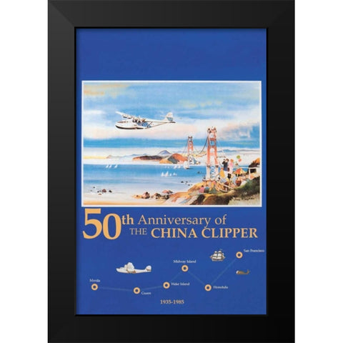 50th Anniversary of the China Clipper Black Modern Wood Framed Art Print by Unknown