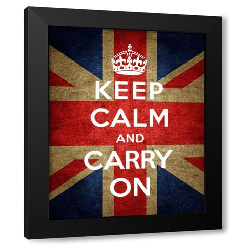 Keep Calm and Carry On - Union Jack Black Modern Wood Framed Art Print with Double Matting by The British Ministry of Information