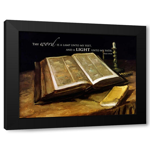 The Bible: Still Life with verse Black Modern Wood Framed Art Print with Double Matting by Van Gogh, Vincent