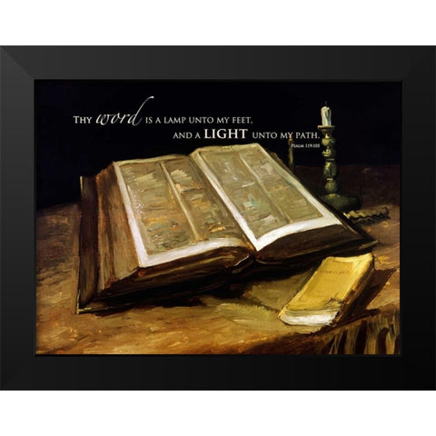 The Bible: Still Life with verse Black Modern Wood Framed Art Print by Van Gogh, Vincent