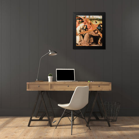 Museumist Carrying The Cross Black Modern Wood Framed Art Print by Bosch, Hieronymus
