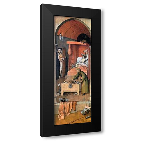 Death And The Miser Black Modern Wood Framed Art Print with Double Matting by Bosch, Hieronymus