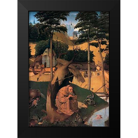 Saint Anthony Black Modern Wood Framed Art Print by Bosch, Hieronymus