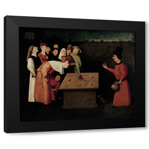 The Conjuror Black Modern Wood Framed Art Print by Bosch, Hieronymus